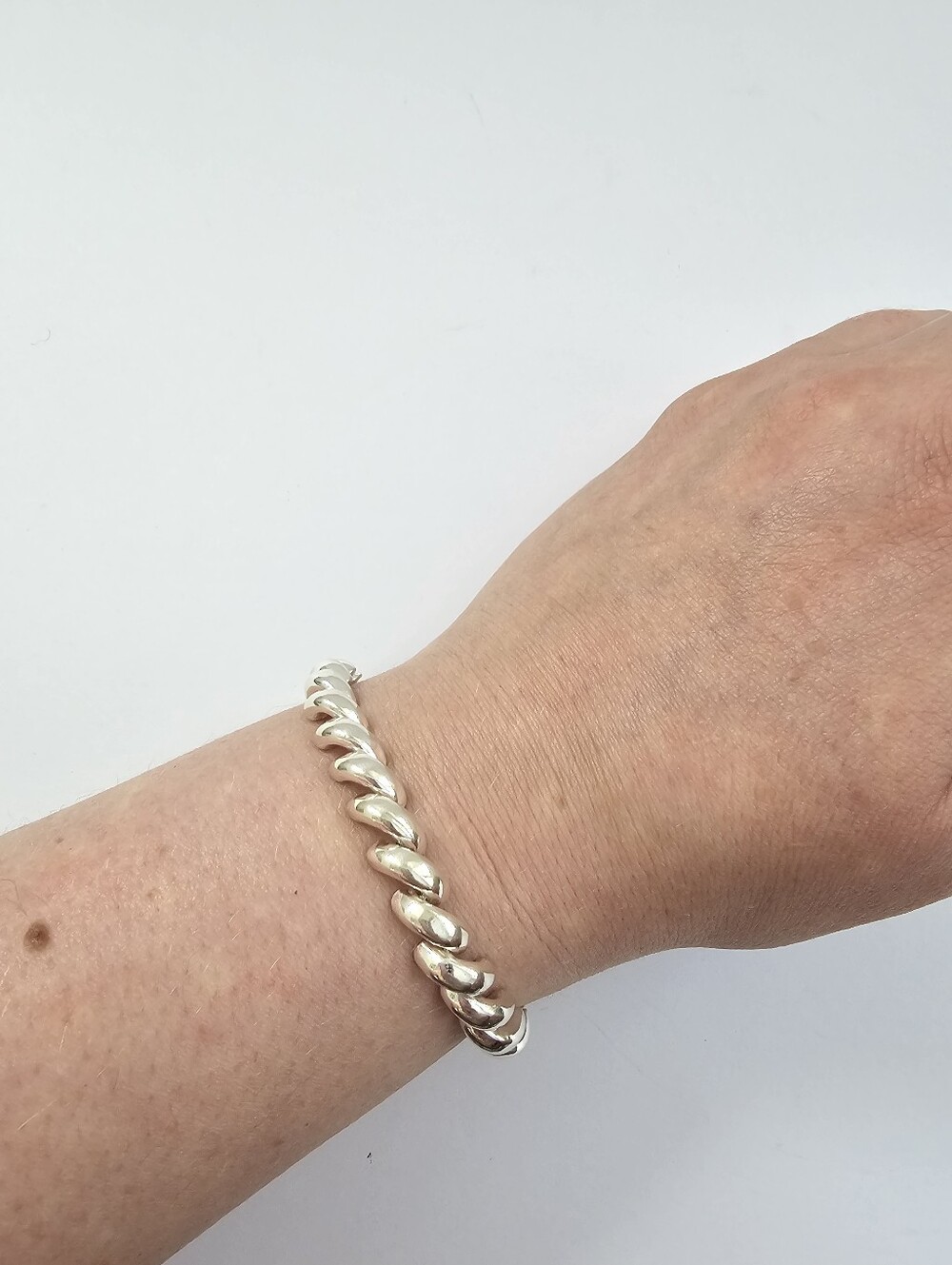 Vintage Sterling Silver 925 Heavy Italian Twisted Rope Chain Link Bracelet 7.25”